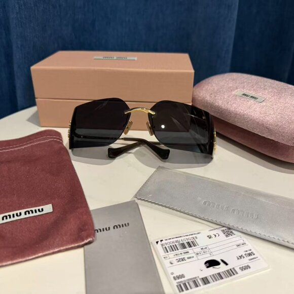 Miu Miu Black Shield Sunnies Gold Accent Trendy It Girl Style main image 10